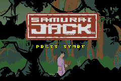Samurai Jack: The Amulet of Time title screen for GameBoy Advance